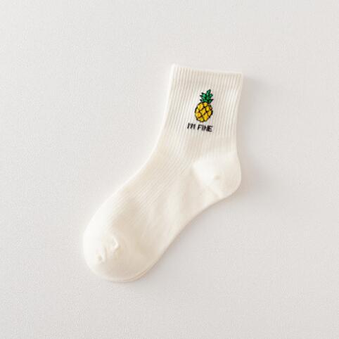 Small Fresh Fruit Color Cotton Socks Shot In The Street Barrel Letters Lovely Lady Socks